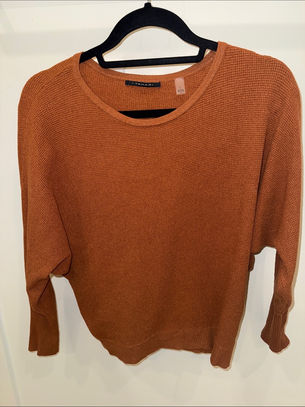 Tahari Burnt Orange Crewneck Knit Sweater